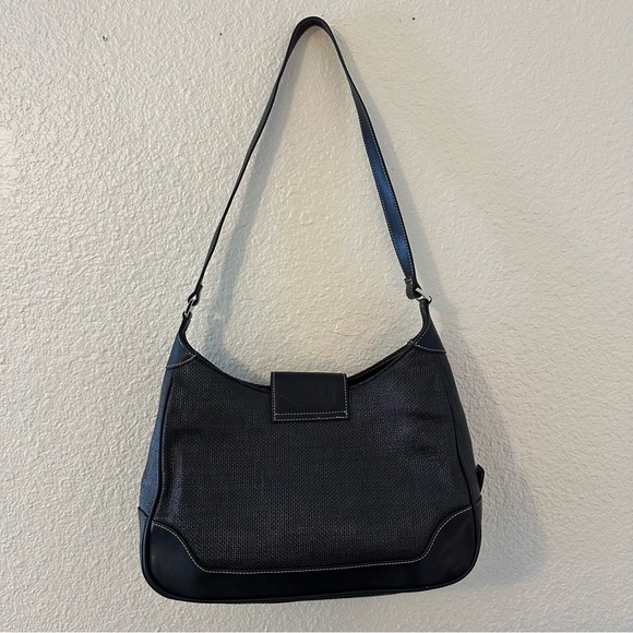 Maxx New York Black Genuine Leather Trim Shoulder Purse Bag - Picture 5 of 9